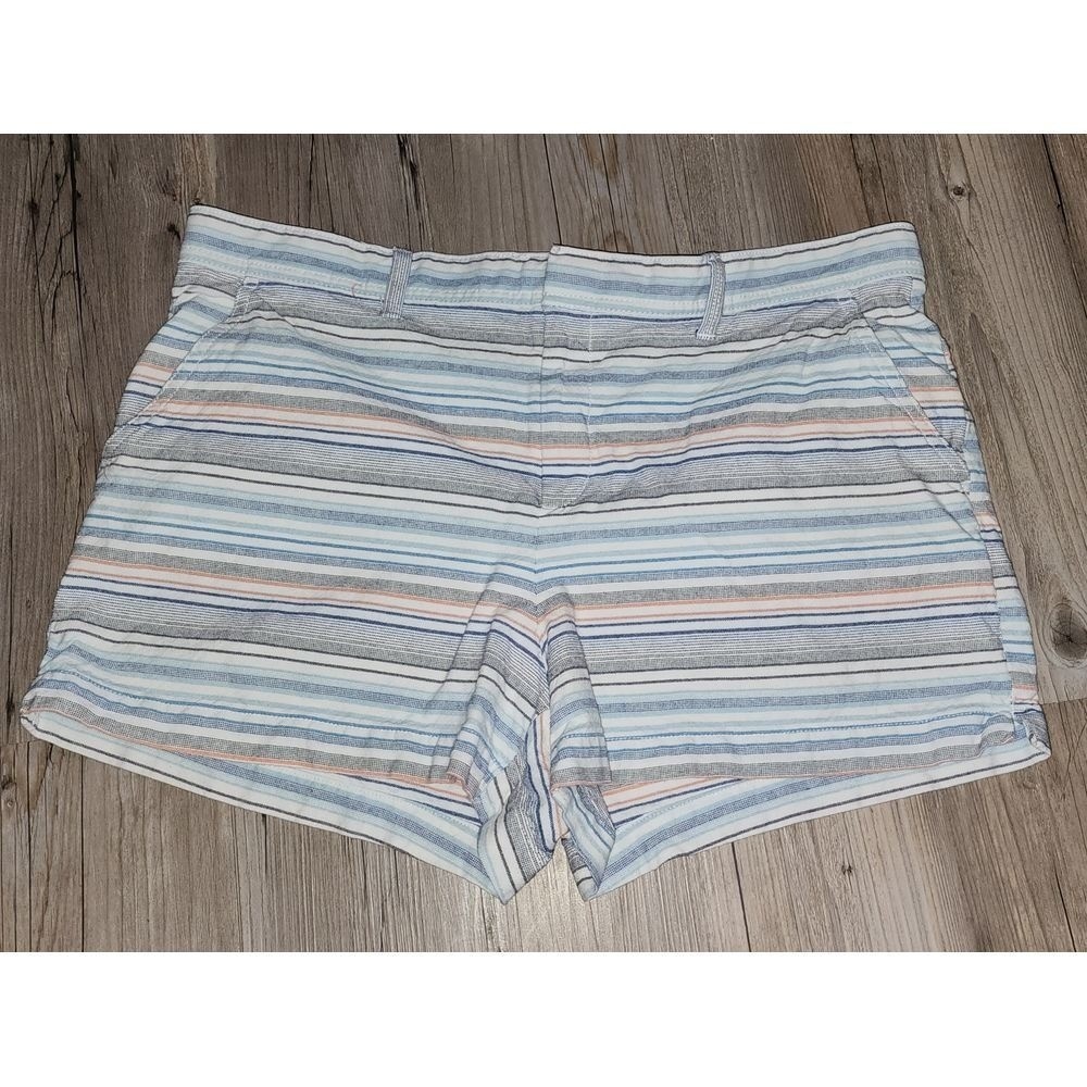 GAP Striped Cotton Summer‎ Shorts Blue White Peach Size 14